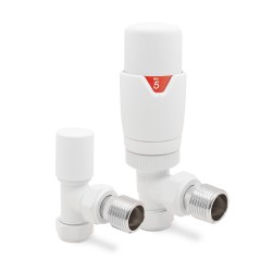 Matt White Thermostatic Radiator Valves Angled