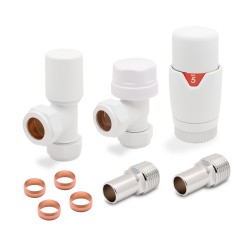 Matt White Thermostatic Radiator Valves Angled