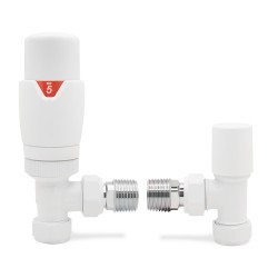 Matt White Thermostatic Radiator Valves Angled
