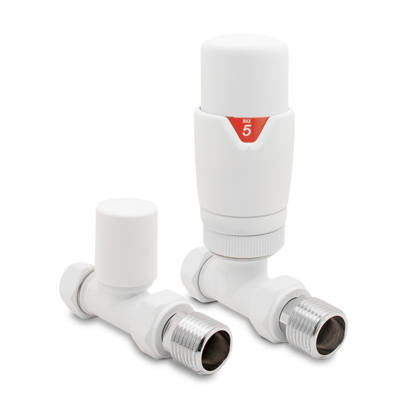 Matt White Thermostatic Radiator Valves Straight Matt White Thermostatic Radiator Valves Straight
