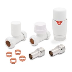 Matt White Thermostatic Radiator Valves Straight