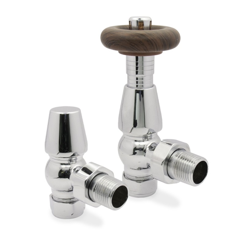 Chrome Mason Traditional Thermostatic Radiator Valves Angled