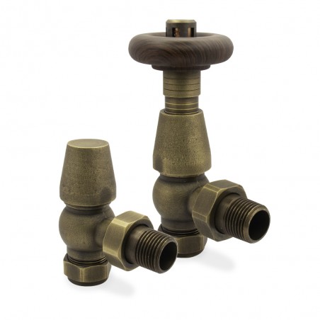 Antique Brass Mason Traditional Thermostatic Radiator Valves Angled