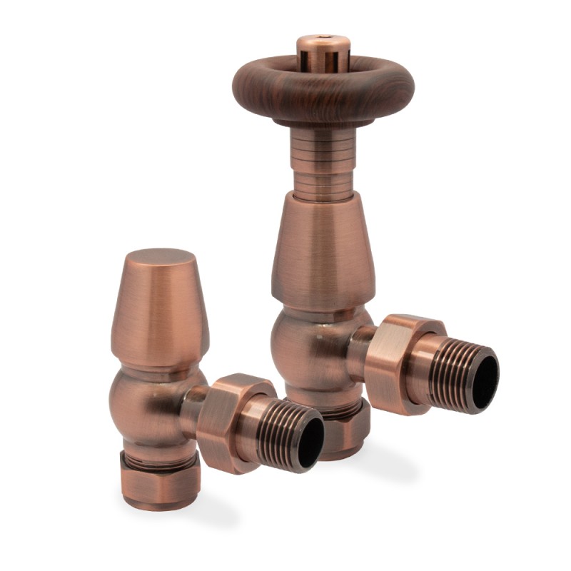 Antique Copper Mason Traditional Thermostatic Radiator Valves Angled Antique Copper Mason Traditional Thermostatic Radiator Valves Angled