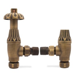 Antique Brass Traditional Thermostatic Radiator Valves Angled