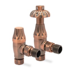 Antique Copper Traditional Thermostatic Radiator Valves Angled