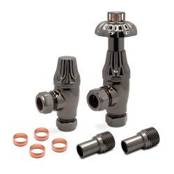 Black Nickel Traditional Thermostatic Radiator Valves Angled - Components
