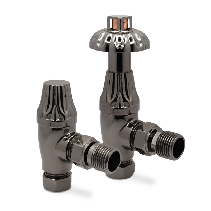 Black Nickel Traditional Thermostatic Radiator Valves Angled Black Nickel Traditional Thermostatic Radiator Valves Angled