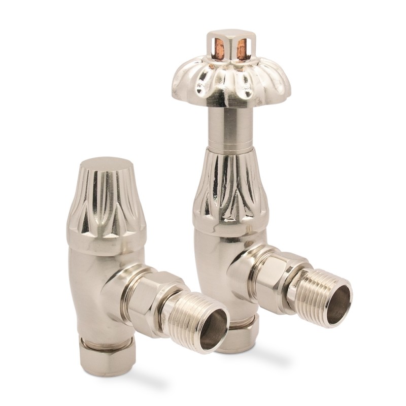 Brushed Nickel Traditional Thermostatic Radiator Valves Angled Brushed Nickel Traditional Thermostatic Radiator Valves Angled