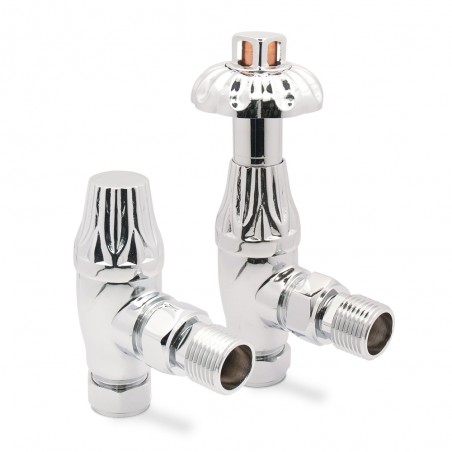 Chrome Traditional Thermostatic Radiator Valves Angled