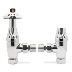 Chrome Traditional Thermostatic Radiator Valves Angled