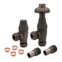 Pewter Traditional Thermostatic Radiator Valves Angled - Components