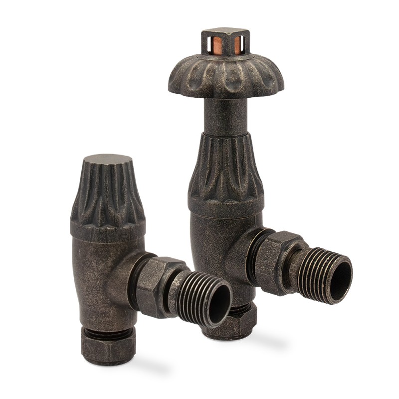 Pewter Traditional Thermostatic Radiator Valves Angled Pewter Traditional Thermostatic Radiator Valves Angled