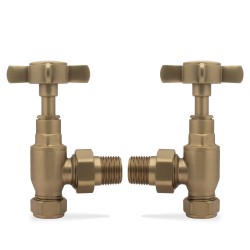Angled Brass Cross Head Traditional Radiator Valves