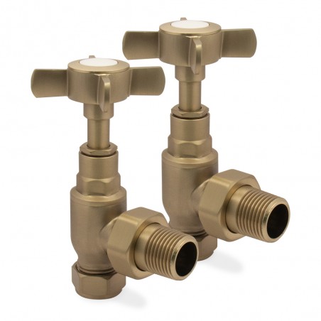 Angled Brass Cross Head Traditional Radiator Valves