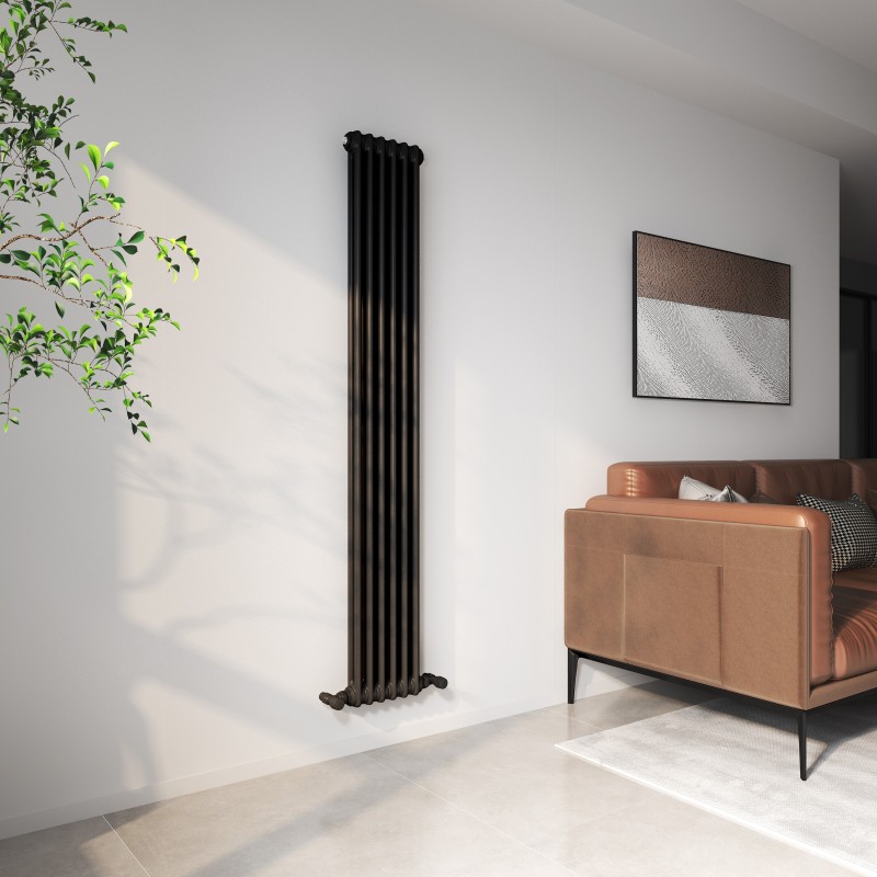 Heritage Classic Black Vertical 2 Column Radiator - 284mm x 1800mm Heritage Classic Black Vertical 2 Column Radiator - 284mm x 1800mm