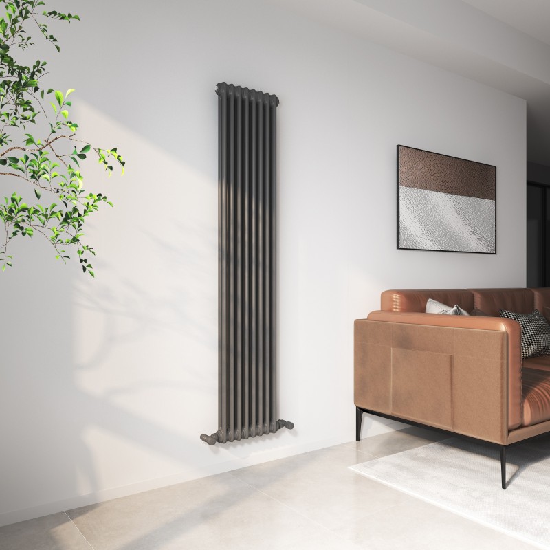 Heritage Classic Anthracite Vertical 2 Column Radiator - 372mm x 1800mm Heritage Classic Anthracite Vertical 2 Column Radiator - 372mm x 1800mm