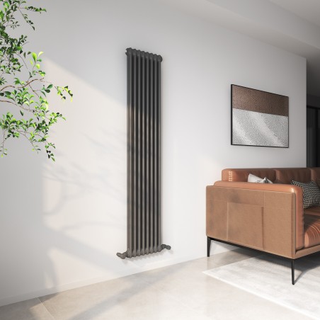Heritage Classic Anthracite Vertical 2 Column Radiator - 372mm x 1800mm
