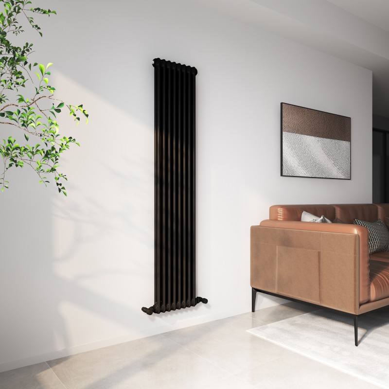 Heritage Classic Black Vertical 2 Column Radiator - 372mm x 1800mm Heritage Classic Black Vertical 2 Column Radiator - 372mm x 1800mm