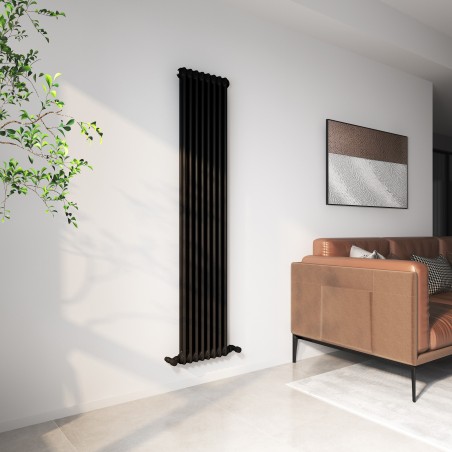 Heritage Classic Black Vertical 2 Column Radiator - 372mm x 1800mm