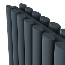 Queen Anthracite Double Oval Tube Vertical Radiator - 420mm x 1800mm - Closeup