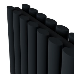 Queen Black Double Oval Tube Vertical Radiator - 420mm x 1800mm - Closeup