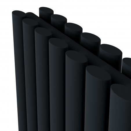Queen Black Double Oval Tube Vertical Radiator - 420mm x 1800mm