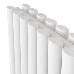 Queen White Double Oval Tube Horizontal Radiator - 600mm x 600mm - Closeup