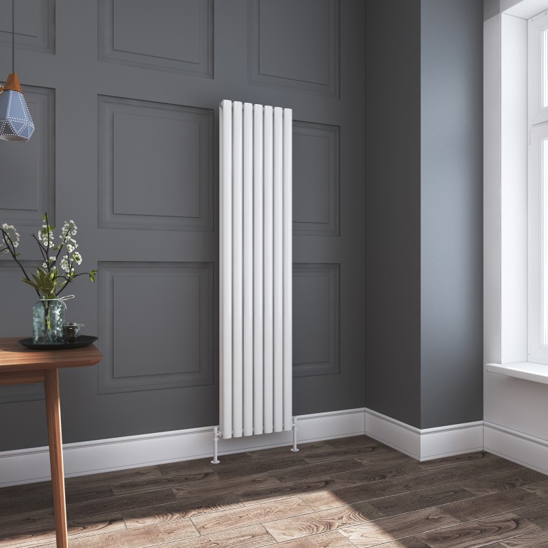 Queen White Double Oval Tube Vertical Radiator - 420mm x 1800mm Queen White Double Oval Tube Vertical Radiator - 420mm x 1800mm