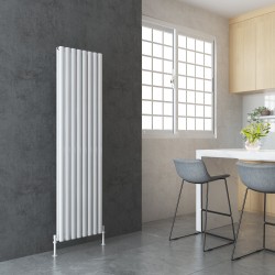 Queen White Double Oval Tube Vertical Radiator - 480mm x 1800mm