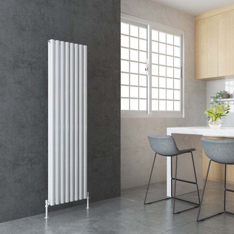 Queen White Double Oval Tube Vertical Radiator - 480mm x 1800mm Queen White Double Oval Tube Vertical Radiator - 480mm x 1800mm
