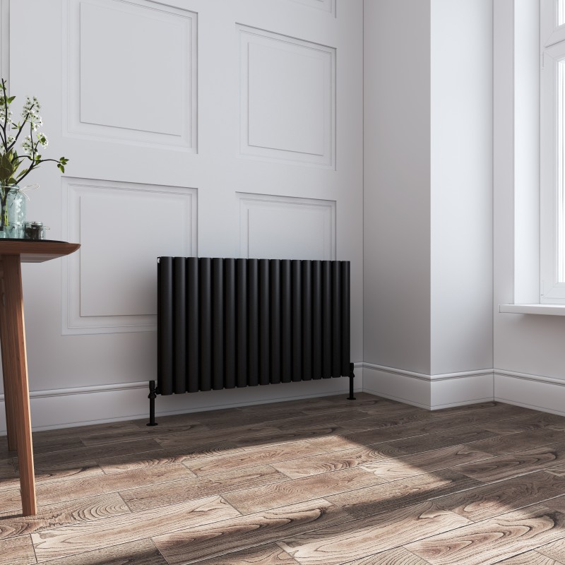 Queen Black Double Oval Tube Horizontal Radiator - 1020mm x 600mm Queen Black Double Oval Tube Horizontal Radiator - 1020mm x 600mm