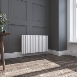 Queen White Double Oval Tube Horizontal Radiator - 1020mm x 600mm