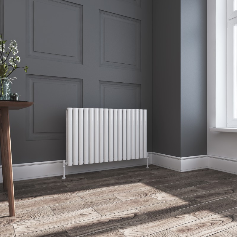 Queen White Double Oval Tube Horizontal Radiator - 1020mm x 600mm Queen White Double Oval Tube Horizontal Radiator - 1020mm x 600mm