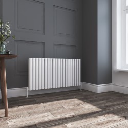 Queen White Double Oval Tube Horizontal Radiator - 1200mm x 600mm