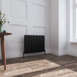 Queen Black Double Oval Tube Horizontal Radiator - 780mm x 600mm
