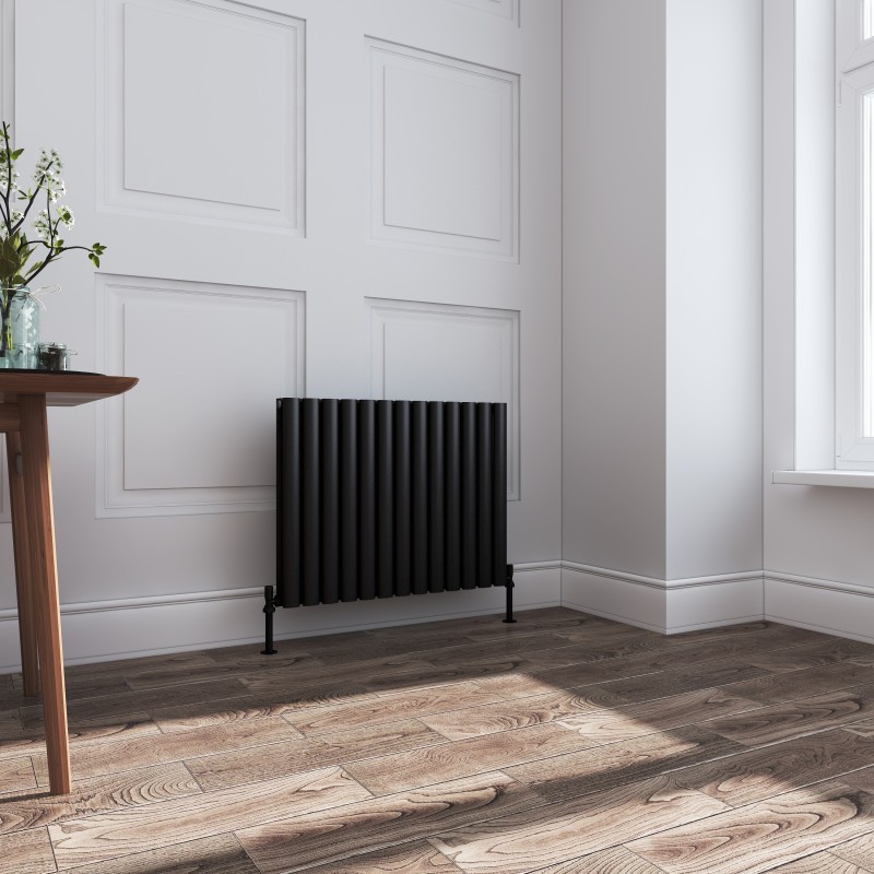Queen Black Double Oval Tube Horizontal Radiator - 780mm x 600mm Queen Black Double Oval Tube Horizontal Radiator - 780mm x 600mm