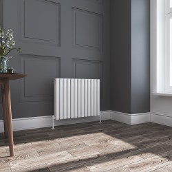 Queen White Double Oval Tube Horizontal Radiator - 780mm x 600mm