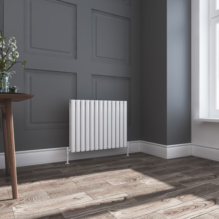 Queen White Double Oval Tube Horizontal Radiator - 780mm x 600mm