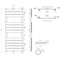 Solaris Black Designer Towel Rail - 500 x 1200mm