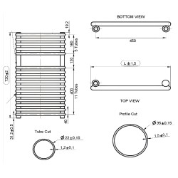 Bari Black Designer Towel Rail - 500 x 800mm