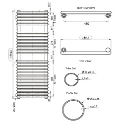 Bari Black Designer Towel Rail - 500 x 1190mm