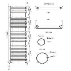 Bari Black Designer Towel Rail - 500 x 1450mm