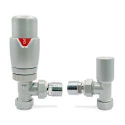 Silver Thermostatic Radiator Valves Angled