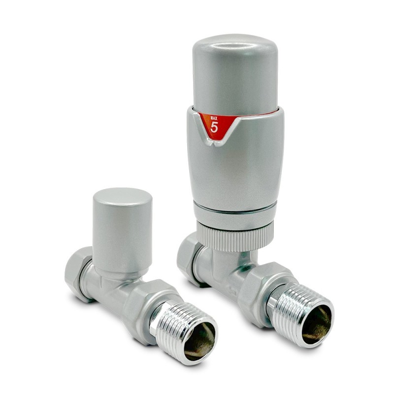 Silver Thermostatic Radiator Valves Straight Silver Thermostatic Radiator Valves Straight