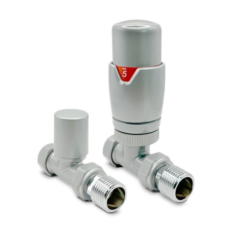 Silver Thermostatic Radiator Valves Straight