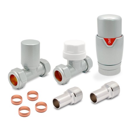 Silver Thermostatic Radiator Valves Straight