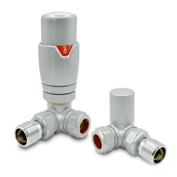 Silver Thermostatic Radiator Valves Corner