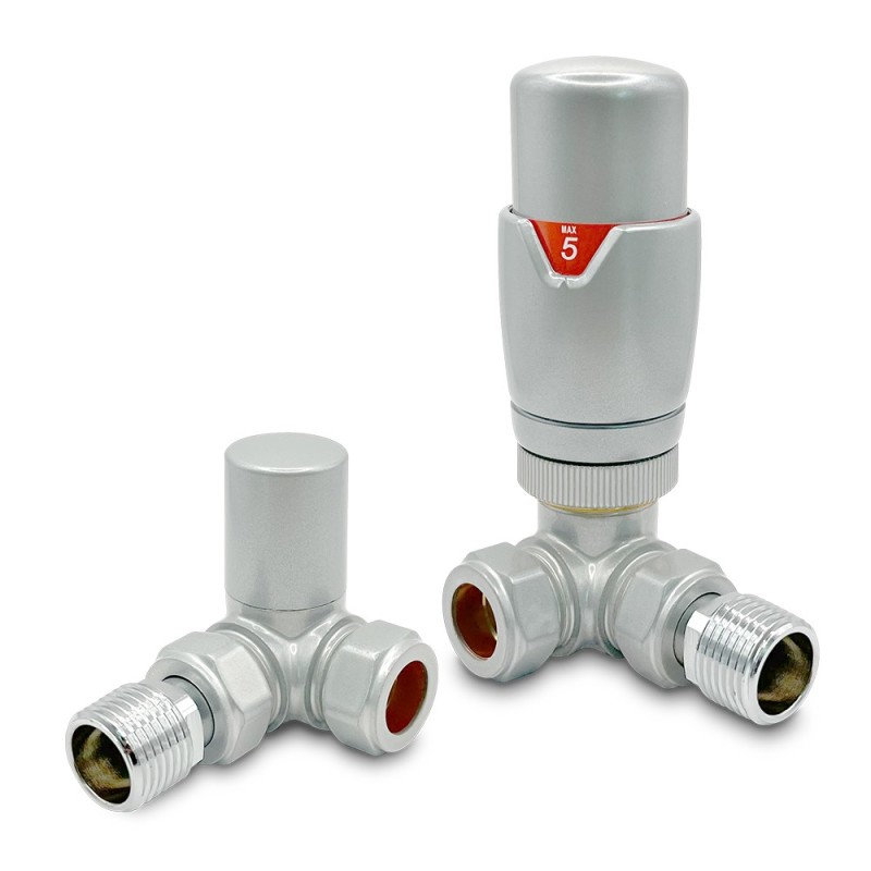 Silver Thermostatic Radiator Valves Corner Silver Thermostatic Radiator Valves Corner