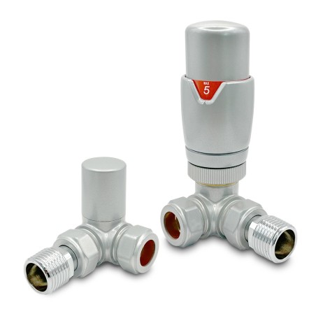 Silver Thermostatic Radiator Valves Corner